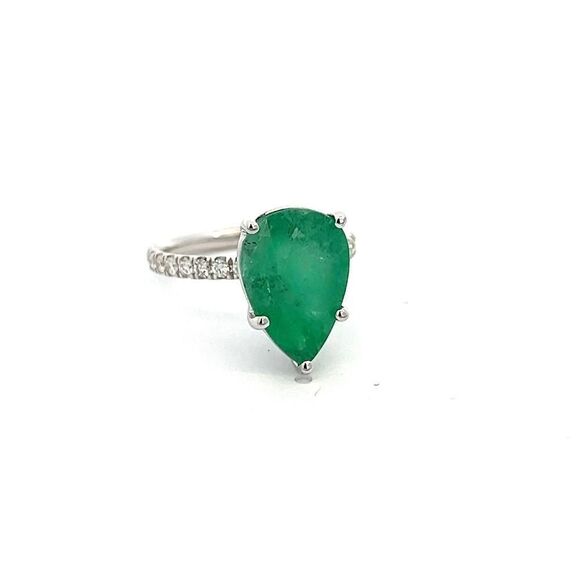 Natural Emerald Diamond Ring 6.5 14k WG 4.62 TCW Certified $4,950 310549 - Picture 10 of 15